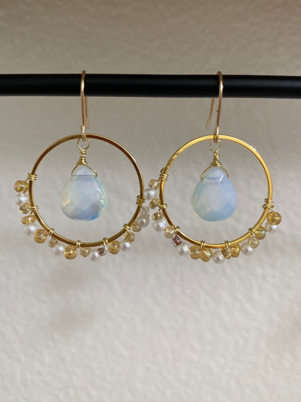 Handmade Opal Hoop Earrings